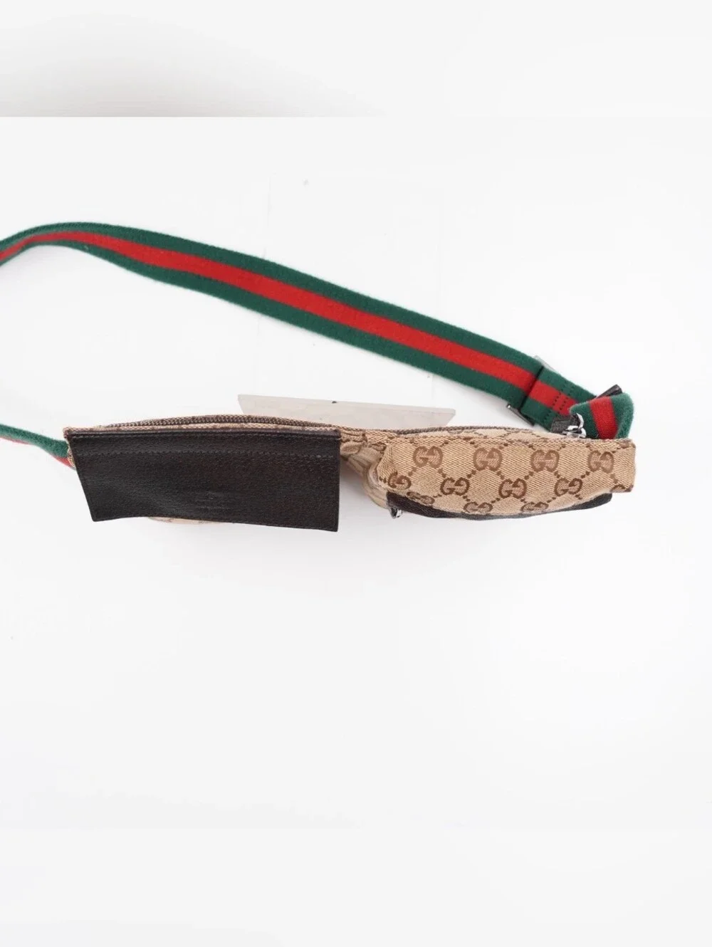 CI43 ❤️ GUCCI GG Monogram Double Pocket Belt Bag